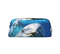 NBSKSDLK Trousse de maquillage motif dauphin avec un sourire pour femmes et hommes, petite trousse de maquillage de voyage, trousse de toilette à fermeture éclair, sacs de rangement esthétiques, sacs