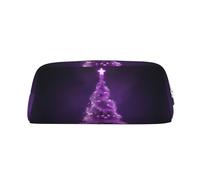 NBSKSDLK Trousse de maquillage motif sapin de Noël violet pour homme et femme - Petite trousse de maquillage de voyage avec fermeture éclair - Trousse de toilette esthétique, sac de rangement tendance
