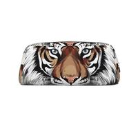 NBSKSDLK Trousse de maquillage motif tigre noir et blanc pour homme et femme - Petite trousse de toilette à fermeture éclair - Esthétiques - Sacs de rangement tendance en cuir, Argenté, taille unique