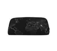 NBSKSDLK Trousse de maquillage noire avec motif carte du monde pour homme et femme - Petite trousse de toilette à fermeture éclair - Esthétique - Sac de rangement tendance en cuir, Argenté, One Size