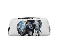 NBSKSDLK Trousse de maquillage noire et bleue éléphant pour homme et femme - Petite trousse de maquillage de voyage avec fermeture éclair - Trousse de toilette esthétique, sac de rangement tendance en