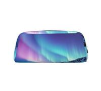 NBSKSDLK Trousse de maquillage Northern Lights pour homme et femme - Petite trousse de maquillage de voyage avec fermeture éclair - Trousse de toilette esthétique, sac de rangement tendance en cuir