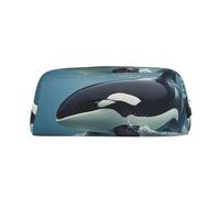 NBSKSDLK Trousse de maquillage Orque pour homme et femme - Petite trousse de toilette à fermeture éclair - Esthétique - Sac de rangement tendance en cuir, Argenté, taille unique