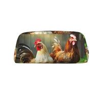 NBSKSDLK Trousse de maquillage rustique en forme de poules pour homme et femme - Petite trousse de maquillage de voyage avec fermeture éclair - Esthétiques - Sacs de rangement tendance en cuir, Argent