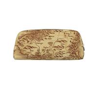 NBSKSDLK Trousse de maquillage vintage avec carte au trésor pour homme et femme - Petite trousse de toilette à fermeture éclair - Esthétiques - Sacs de rangement tendance en cuir, doré, taille unique