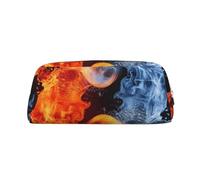 NBSKSDLK Trousse de maquillage Yin Yang pour homme et femme - Petite trousse de toilette à fermeture éclair - Esthétique - Sac de rangement tendance en cuir, doré, taille unique