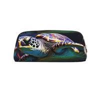 NBSKSDLK Une trousse de maquillage colorée en forme de tortue de mer tropicale pour homme et femme, petite trousse de maquillage, trousse de toilette à fermeture éclair, sac de rangement esthétique