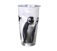 NBSKSDLK Young Penguins With Snow Gobelet isotherme en acier inoxydable de 591 ml avec couvercle et paille, tasse de voyage à double paroi pour chaud/froid, tasse thermique anti-déversement pour la