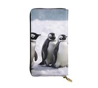 NBSKSDLK Young Penguins With Snow Portefeuille en cuir avec blocage RFID pour cartes de crédit Grande capacité Organiseur d'argent avec poche à fermeture éclair - Portefeuille fin minimaliste pour