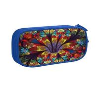 NBSNGSLS Trousse à crayons avec impression de vitrail - Organisez vos articles de papeterie avec élégance, bleu, Taille unique, Sac à dos enfant