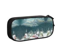 NBSNGSLS Trousse à crayons avec imprimé village enneigé - Organisez vos articles de papeterie avec élégance, Noir , Taille unique, Sac à dos enfant