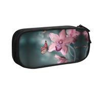 NBSNGSLS Trousse à crayons avec motif orchidée, fleur, papillon, imprimé printanier, élégant, organisez vos articles de papeterie avec élégance, Noir , Taille unique, Sac à dos enfant