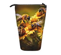 Nbtghga Rural Honey Bees Flowers Print Pencil Pencil Pencil Case Classic Arts Stand Up Pencil Holder Pencil Holder Makeup Bag Gift, Noir , Taille unique