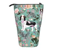 Nbtghga Sweet Basset Hound Trousse à crayons télescopique Motif floral, Noir , Taille unique