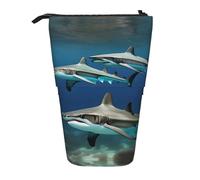 Nbtghga Trousse à crayons télescopique classique avec motif requins marteaux, organiseur à crayons, trousse de maquillage, cadeau, Noir , Taille unique