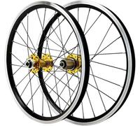 NBTRXWAFR 20 Pouces BMX 406/451 Paire de Roues Double paroi Jantes en Alliage d'aluminium moyeux de Frein à Disque QR Roues Avant et arrière 24H pour vélo de Montagne,d'or,451