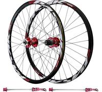 NBTRXWAFR Ensemble De Roues pour Vélo Tout Terrain De 24 Pouces, Moyeu HG en Alliage D'aluminium À Dégagement Rapide, Frein À Disque, Roue Avant/Arrière Compatible avec 7-12 Vitesses Et Pneus.,Rouge