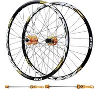 NBTRXWAFR Ensemble De Roues pour Vélo Tout Terrain De 24 Pouces, Moyeu HG en Alliage D'aluminium À Dégagement Rapide, Frein À Disque, Roue Avant/Arrière Compatible avec 7-12 Vitesses Et Pneus.,d'or