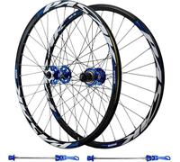 NBTRXWAFR Ensemble De Roues pour Vélo Tout Terrain De 24 Pouces, Moyeu HG en Alliage D'aluminium À Dégagement Rapide, Frein À Disque, Roue Avant/Arrière Compatible avec 7-12 Vitesses Et Pneus.,Bleu
