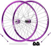 NBTRXWAFR Jeu De Roues De VTT 26/27.5/29 Pouces, Jantes Avant Et Arrière À Dégagement Rapide 100Mm/135Mm, Freins À Disque, Moyeux 32H pour Cassettes 8/9/10/11/12 Vitesses.,Violet,26inch