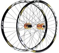 NBTRXWAFR Jeux De Roues De VTT 26 27,5 29, Roues De Montagne en Alliage À Double Paroi avec Freins À Disque 32H, Roues De Vélo avec Moyeu HG Compatible avec des Cassettes 7-12 Vitesses.,d'or,27.5inch