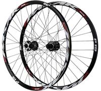 NBTRXWAFR Paire De Roues De Vélos De Montagne 26/27.5/29In Jantes À Double Paroi Roues À Blocage Rapide Frein À Disque 32H Moyeu Avant Et Arrière pour Cassette 7-12 Vitesses,Rouge,26inch