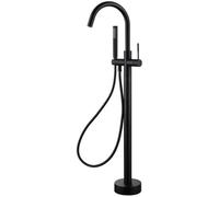 NBTRXWAFR Robinet au Sol Robinet de Baignoire Levier Unique Robinet de Baignoire en îlot avec Bec pivotant à 360°,Noir