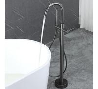 NBTRXWAFR Robinet au Sol Robinet de Baignoire Levier Unique Robinet de Baignoire en îlot avec Bec pivotant à 360°,Gris