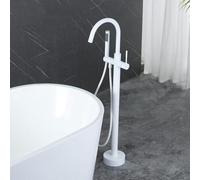 NBTRXWAFR Robinet au Sol Robinet de Baignoire Levier Unique Robinet de Baignoire en îlot avec Bec pivotant à 360°,Blanc
