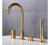 NBTRXWAFR Robinet De Baignoire À 4 Trous Combinaison De Baignoire, Mitigeur De Baignoire Robinet Multifonction Froid Et Froid, Robinet De Baignoire avec Douchette À Main Extractible,d'or