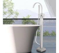 NBTRXWAFR Robinet de Baignoire en îlot Blanc, Cascade 2 Modes Robinet en îlot Baignoire en îlot Baignoire en îlot à 360° Disponible,Blanc,A