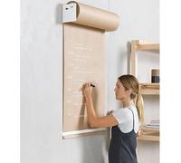 NBTRXWAFR Support De Rouleau De Papier Kraft Mural avec Distributeur Et Coupe-Papier, Support De Papier À Boucher avec Rouleau De Papier De 50 Mètres, Afficheur De Papier Kraft,Blanc,97cm