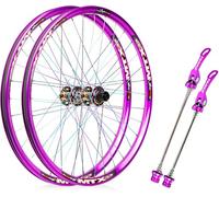 NBTRXWAFR Vélos de Montagne 26/27,5 Pouces avec Freins à Disque en Alliage d'aluminium, Roue Avant, Roue arrière, Avant 2, arrière 4 roulements, Cassette 8-12S,Violet,26inch