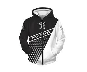 NBVGFGDF Sweat-Shirt à Capuche en Coton, pour Peugeot 3008 II Hybrid SUV 2019 2020 2021 Mode décontractés Zippé Hoodie vêtements de Sport Classiques, passionné d'automobile,C-XXL