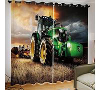 NBVGHJ Personnaliser Ferme Agriculture Tracteur 3D Rideaux Occultants Chambre Salon Décoration De La Maison pour Enfants Enfants Garçons (L) 120 × (H) 150 cm