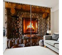 NBVGHJ Rideaux De Fenêtres De Porte Épaississant La Cheminée De Noël pour La Décoration Décorative De Maison De Rideaux De Cuisine De Pièce De Salon (W) 180× (H) 220cm