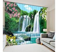 NBVGHJ Taille Personnalisée Cascade 3D Fenêtre Rideau De Luxe Salon Bureau Chambre 3D Rideaux Numériques Décoration De La Maison Personnalisée (L) 200 × (H) 220 cm