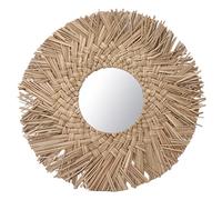 NBVGHPSRW Miroir mural tissé en paille, miroir mural tissé avec imagerie HD, décor rétro texturé en herbe tissée à la main pour dortoir, chambre à coucher, salon, comprend un crochet de (Nature)