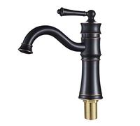 NBYGSC avec Un poignée Laiton 360 Bouchon pivotant terrasse monté Bassin à Froide Chauffeur lavabo Chaud pour Salle de Bain en cuve, Bronze Noir