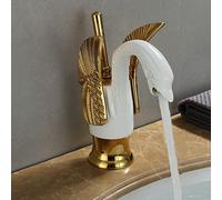 NBYGSC Basin de lavabo européen Froid Hot and Cold Woilet Vintage Vintage Copper Complet Antique Basin Swan Golden Robinet Swan, Swan en Or Blanc (Bassin sous-versement)