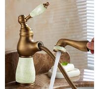 NBYGSC Basin de Salle de Bain entièrement cuivre français Robinet Chaud Froid, Antique, Jade Vert, modèle Bas