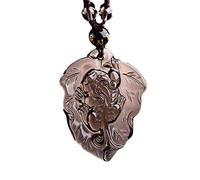 NBYGSC Bijoux à Breloques Une Feuille PI Xiu, Pendentif en Obsidienne de Glace Naturelle, Collier pour Hommes Femmes, pour Aider la Cause du Pendentif en Cristal