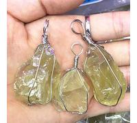 NBYGSC Bijoux de Charme Envoyer Un au Hasard Mode Femmes Pierre de Cristal Naturel Citron jades Pendentif irrégulier Cristaux Bricolage chaîne Collier Fabrication de Bijoux