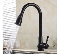 NBYGSC Brasse Antique Tire vers Le Bas du Robinet Cuisine pivotant Pivot Chaud Froid avec tête de pulvérisation rétro Manchette d'eau à Manche Noir Finition Noire