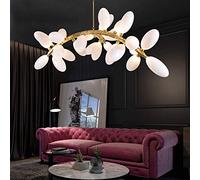 NBYGSC Chandelier Sputnik de l'industrie ， G4 Lumière Post-Plafond, Nuances en Verre Grands lustres, de Salon Fantaisie, Créativité Grape Pending Light Entryway Lampe, Gold, 14-Light