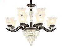 NBYGSC Chandelier Sputnik de l'industrie ， K9 Chandelier en Cristal de Plafond Flush Mount Plafond Lampe pour la Salle de Bain Place de Bain Pendre Pendre, Noir, 6 lumières