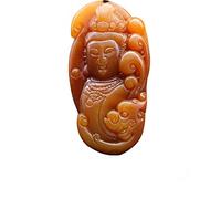 NBYGSC Charme Bijoux Chinois Sculpté À La Main YunNan HuangLong Jade Guan Yin Bouddha Pendentif Chandail Chaîne Jade Pierre Collier Chanceux Amulette Cadeau