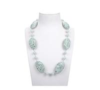NBYGSC Collier Bijoux Naturel Vert Rond Amazonite Verte Aventurine puces Collier de Perles 23 Pouces Bijoux Cadeau