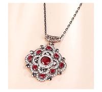 NBYGSC Collier Boho Vintage Collier pour Femmes Plein Strass Grand Bleu Pendentif Collier Antique Couleur Déclaration Bijoux, Collier ménage