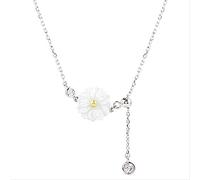 NBYGSC Collier Long à Pampilles en Coquillage, Petite Marguerite, chaîne de clavicule, pendentifs réglables, Colliers de fête pour Femmes, 925
